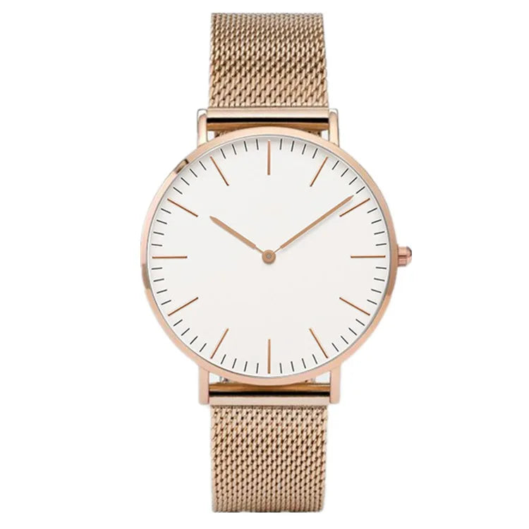 Aurajutt Rose Gold Steel Bracelet Watch