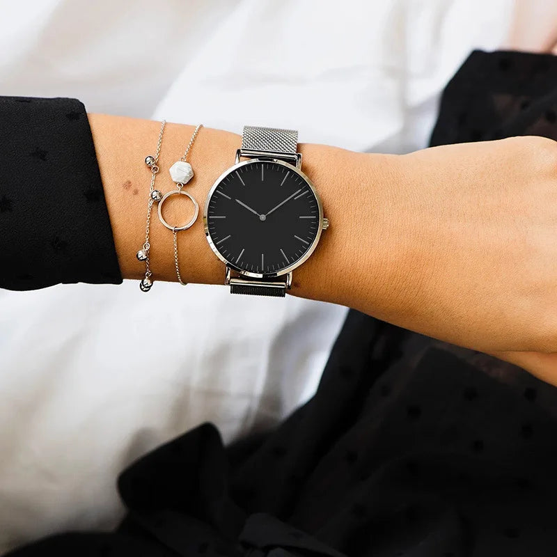 Aurajutt Rose Gold Steel Bracelet Watch