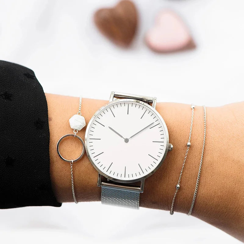 Aurajutt Rose Gold Steel Bracelet Watch